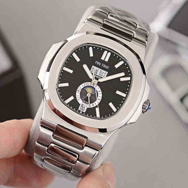 trend nautilus moon men's automatic mechanical watch business fashion multifunctional calendar luminous waterproof z27l, Slivery;brown